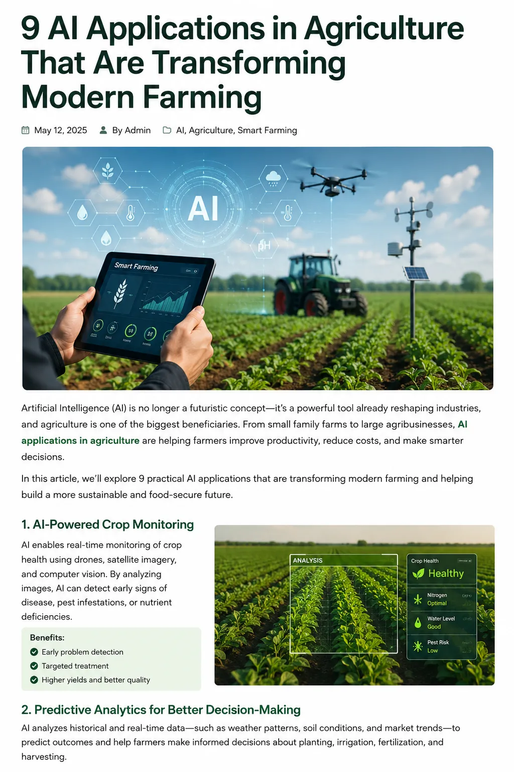 AI applications in agriculture transforming modern farming